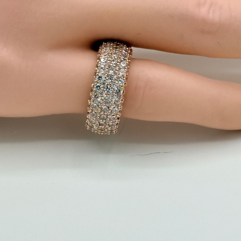 ✨ Wide Band Pave CZ Statement Ring – Size 5.5 – 18K Gold Filled ✨